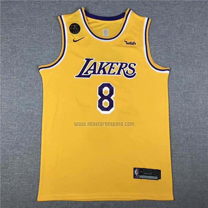 Camiseta Los Angeles Lakers Kobe Bryant NO 8 24 Amarillo
